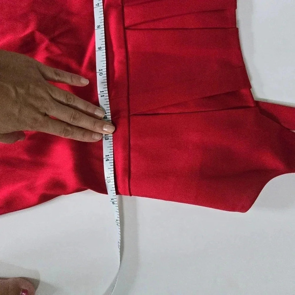 Calvin Klein red stretch satin formal date night mini dress sz 10 - Picture 14 of 17